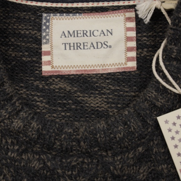 American Threads Men's Crew Neck Long Sleeve Pullover Sweater Dark Grey Size S - Picture 7 of 9